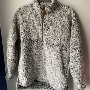 black and white sherpa quarter zip